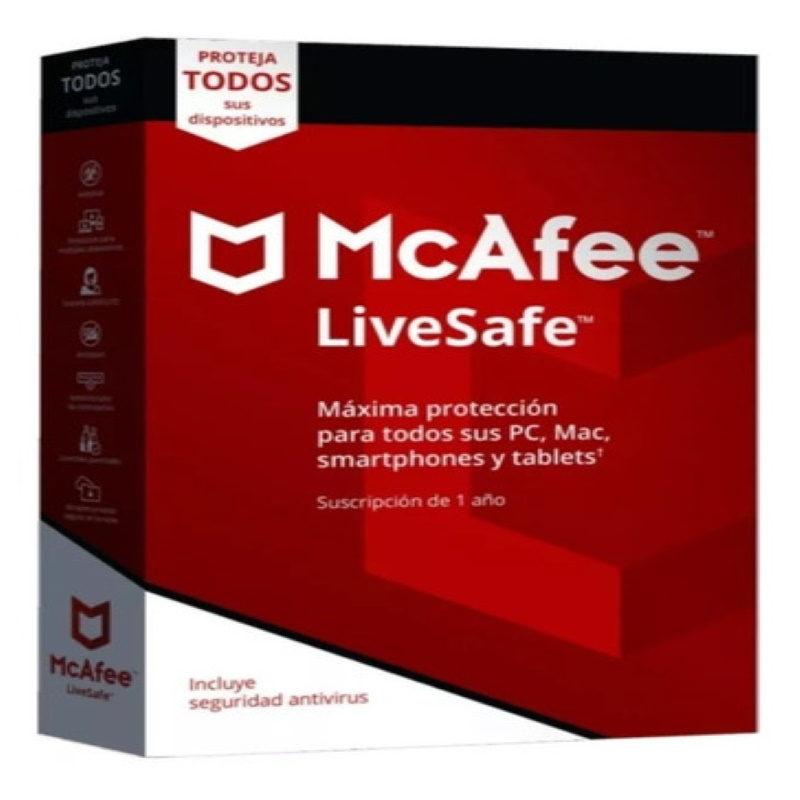Antivirus McAfee LiveSafe 10 Dispositivos Por 1 Año 